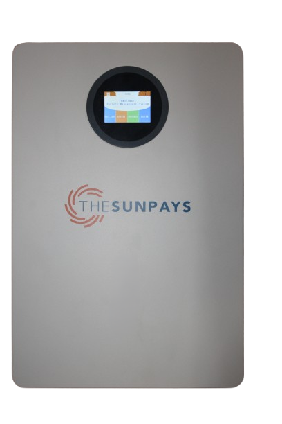 TheSunPays 51.2V 100Ah 5.12kWh Lithium battery with 16 x cells & colour touch-screen.