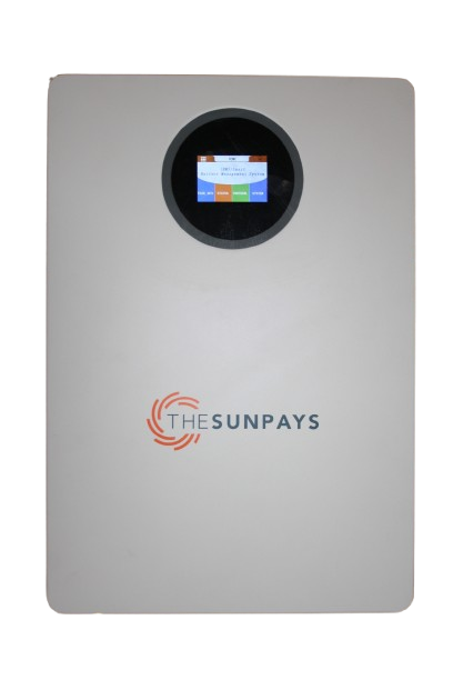 TheSunPays 51.2V 100Ah 5.12kWh Lithium battery with 16 x cells & colour touch-screen.