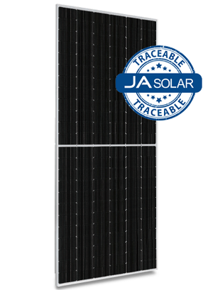 JA Solar 610W N-type TOPCon bifacial double glass solar panel with silver frame