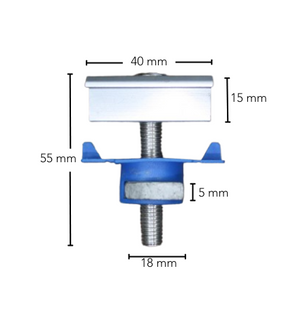 Solar panel Aluminium MID-clamp bracket for P2000-galvanised or Aluminium solar panel mounting rails.