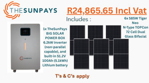 TheSunPays solar kit with 1 x BIG SOLAR POWER BOX & 6 x solar panels.