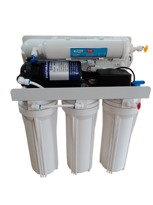 5-Stage Reverse Osmosis Water Filter system. With pressure tank & electric booster pump.