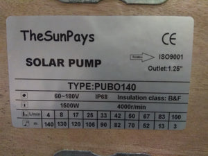 Solar Borehole Pump, Max Head 140m, Centrifugal, With Controller (PUBO140)