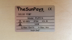 The Sun Pays 500 W Solar Pool Pump, Max Head 14m with Controller